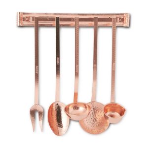 Set Mestoli in Rame Finitura Martellata 6 Pezzi con Appendino in Rame