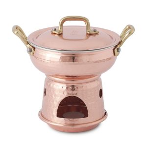 Tegamino Bombato in Rame Massiccio Stagnato a Mano per Salsa